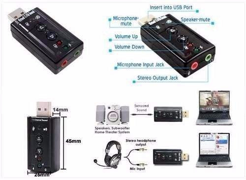 Imagen Tarjeta de Sonido USB 7.1 con Control de Volumen 3