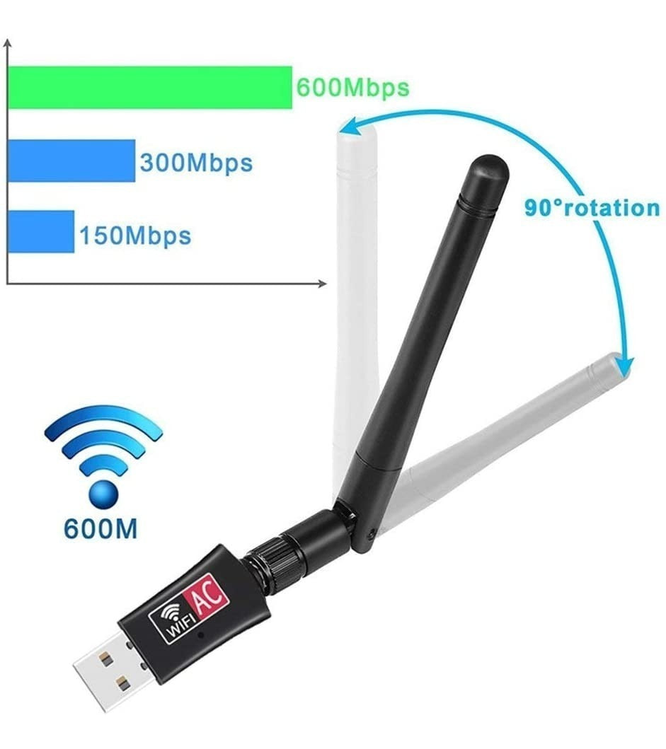 Imagen Receptor Wifi USB Doble Banda 600Mbps 2