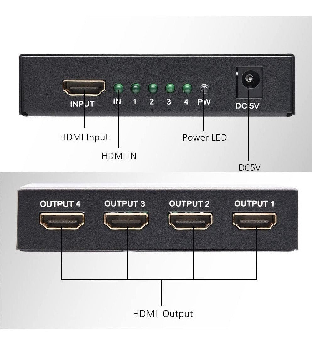 Imagen Multiplicador Splitter HDMI 1x4 UHD 4K 5