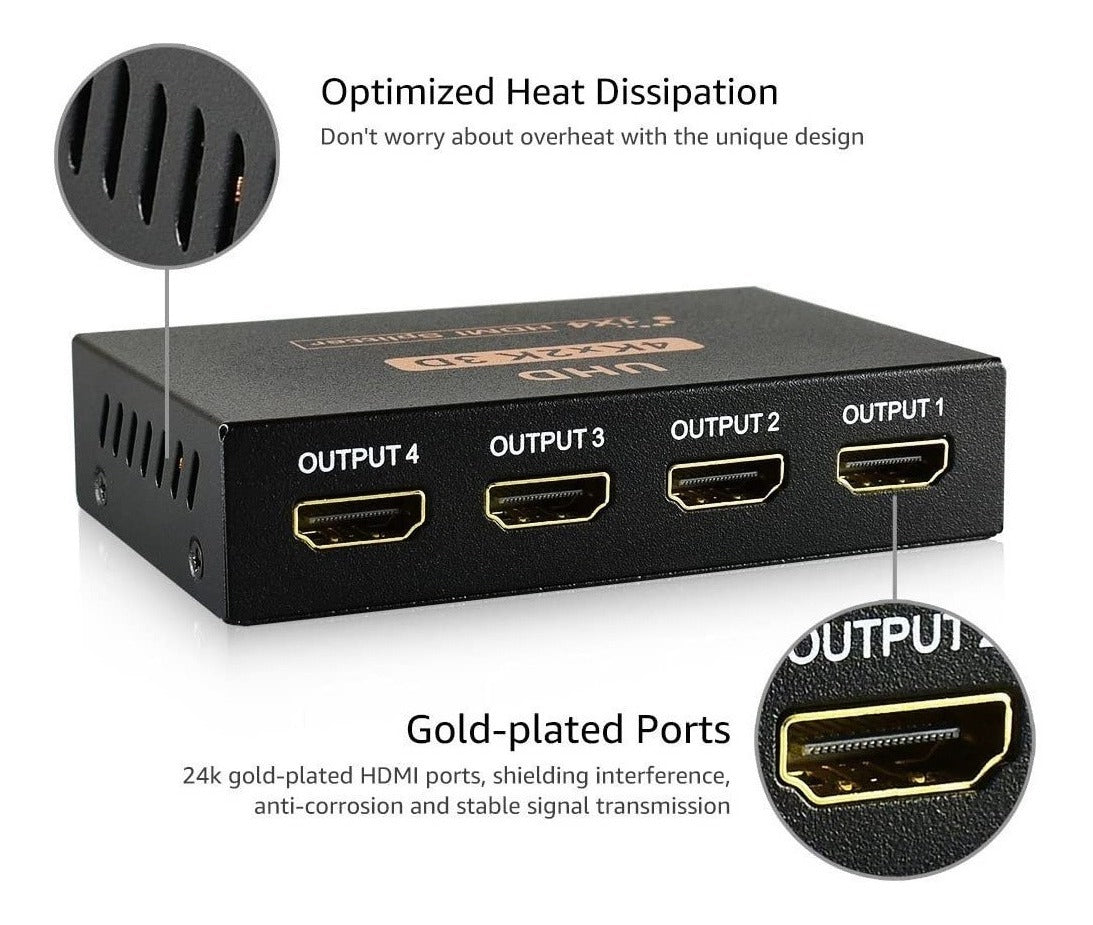 Imagen Multiplicador Splitter HDMI 1x4 UHD 4K 2